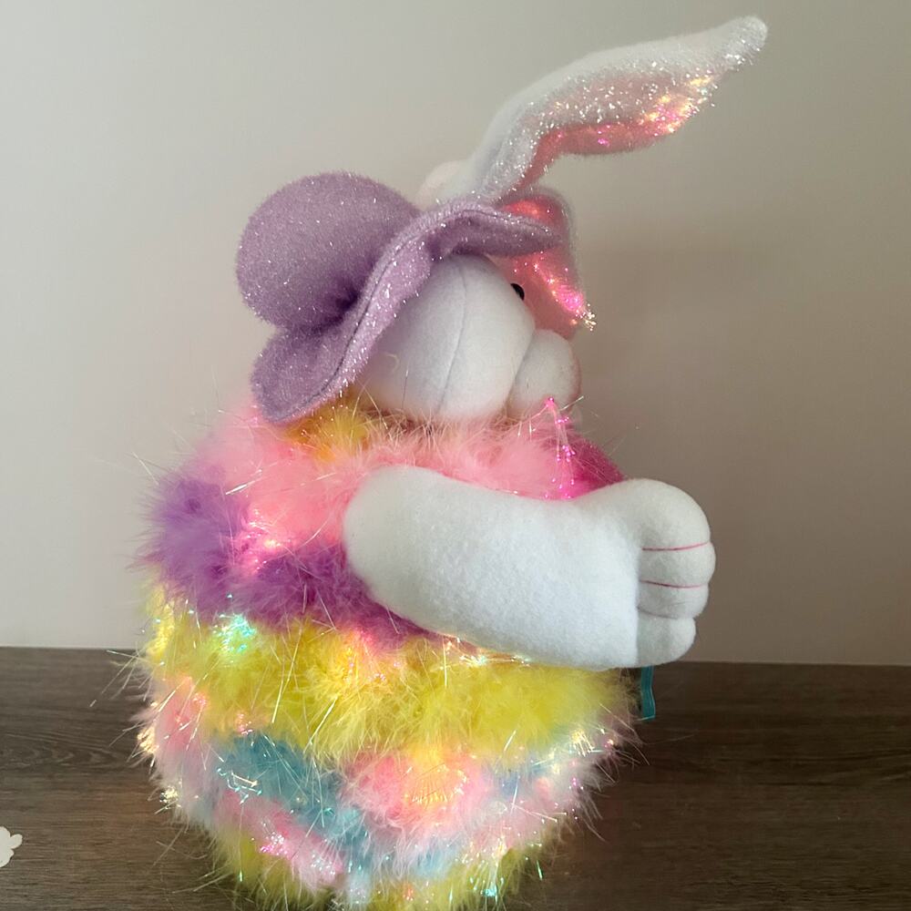 Vintage Multicolor Fiber Optic Easter Bunny Rabbit w/ Sign Tested WORKS EUC - Picture 5 of 8
